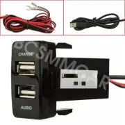 Car Audio Socket Phone Charger 2 USB Charging Fit For Toyota Tacoma 2012-2014