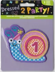 Dressed 2 Party First Birthday Iron-on Applique/Patch Snail with #1 on Shell NEW