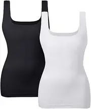[EUYZOU] Women's Tummy Control Shapewear Tank Tops Seamless Square Neck Compression Tops Slimming Body Shaper Camisole