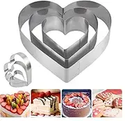 Heart Cookie Cutter,3PCS Heart Cake Cutter,Heart Cake Mold Ring Set,Suitable for Mousse Cake Cheesecake (3 Sizes