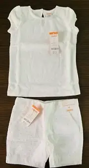 BNWT Gymboree Girls outfit set white eyelet shorts and top t-shirt size 4