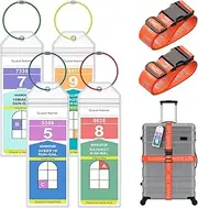 [Maloun] Cruise Luggage Tag Holder, Clear Waterproof Cruise Luggage Tags and Luggage Strap for Royal Caribbean and Celebrity Ships, Cruise Ship Travel Accessories for 2024-2025 (Orange)