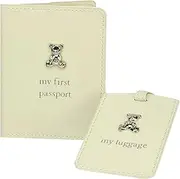 [Widdle Gifts Ltd] Baby's My First Passport Cover and Luggage Tag Set - White / Teddy Bear 3996
