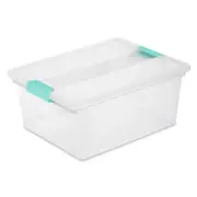 Sterilite Deep Clear Plastic Stackable Storage Bin w/ Clear Latch Lid, 16 Pack