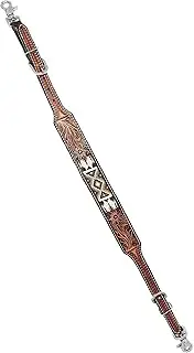 CHALLENGER Western Floral Tooled Leather Adjustable Beaded Wither Breast Collar Strap 10526