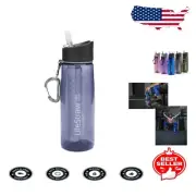 Reusable Navy Blue Go Water Filter Bottle, 22oz - Bacteria & Microplastics Safe