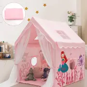 CostwayLarge Kids Play Tent with Removable Padded Mat &amp; Gauze Door Curtain-Pink