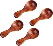 4Pcs Wooden Dessert Spoons for Heat Insulation Scalding for Rice Soup Oatmeal Stylish Natural Color Kitchen Utensils for Boys
