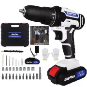 21V Portable Cordless Power Drill Set Impact Screw Driver with 1500mAh Li-Ion Re