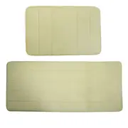 2 Pcs Memory Foam Bathroom Mat Non Slip Soft Bath Rugs Khaki 40x60cm+50x120cm