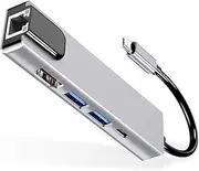 Blutech USB C Hub USB-C/Type-C to HD 4K HDMI + RJ45 + USB 3.0 + USB 2.0 + PD 5 in 1 HUB Converter Multifunctional Type C Laptop Adapter