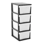 Box Sweden Mega 4 Home Storage Pull Drawer Plastic Cabinet Container BK/WT 103cm