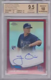 Jake Odorizzi 2013 Topps Chrome RC Auto /25 GEM Mint+ Red Refractor Astros