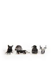 Spring 24 Black Enamel Animal Pins Set of 4
