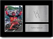 HWC Trading A4 Carlos Sainz Jr Ferrari Gifts Printed Signed Autograph Picture for F1 Formula 1 Racing Fans - A4