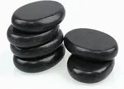 Windfulogo 6Pcs Professional Massage Hot Stone Set Natural Lava Heated Stones Basalt Warmer Rock for Spa, Massage Therapy (2.36 x 3.14in)