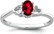 [JewelryWeb] 925 Sterling Silver Polished Created Ruby Ring Band Style-Ring for Women