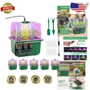 Indoor Mini Greenhouse Seed Starter Kit - Self-Watering Trays with Grow Light