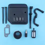 Muffler Exhaust Assembly Bolt Gasket Fuel Oil Filter Hose Line Kit for Stihl 018 MS180 MS170 017 MS 180 Chainsaw Intake Manifold