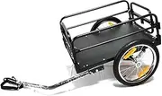 Foldable Bike Cargo Trailer with Universal Bike Hitch, Bicycle Wagon Trailer with 16" Wheels & Reflectors, Trailer Storage Cart
