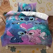 wllqinte Children's Bed Linen, Children's Bed Linen 135 x 200 cm + Pillowcase, Bed Linen for Children Baby, 3D Anime Cartoon Print Children's Bed Linen, Cotton Bedding Set for Boys Girls First School