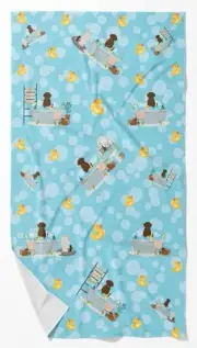 Chocolate Labrador in Bathtub Bath Towel Large Oversized Plush Fitness Body