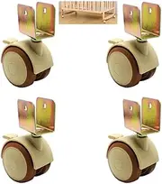 4 x 2 Inch Rubber Crib Castors Swivel Castors Furniture Castors Desk Castors with Brake, Cot Accessories, Load 100 kg, Quiet, Double Wheel, with U Bracket (Colour: 25 mm/1 Inch)