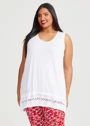 [TS] Taking Shape Summer Days Sleeveless Tank Size 16 in White, Bamboo - Plus Size Women's Tops & T Shirts White