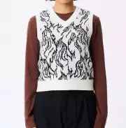 Obey Women's Sweater Vest Flame Unbleached/Black Size XS NWT Shepard Fairey