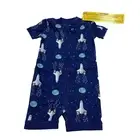 Hanna Andersson Galactic Shortie Sleeper Pj's Blue Spaceship 50 0-3 Months NEW