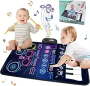Jenilily Baby Toys for 1 Year Old Boys & Girls, 2 in 1 Musical Toys, Toddler Piano & Drum Mat with 2 Sticks, Learning Floor Blanket, Birthday Gifts
