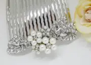 silver tone hair comb bridal wedding crystal rhinestone hair accessories 3588-20