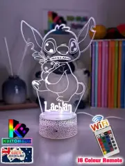 LILO & STITCH & SCRUMP PERSONALISED 3D LED Battery USB Night Light Colour Change