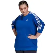 adidas L62304 Womens Blue Plus Size Essentials 3-Stripes Sweatshirt Size 3X