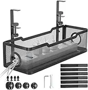 Deyagoo Underdesk Cable Management Tray, Power Strip Management, Desktop Cord Management Tray with Clips, Desktop Management Box for Office Computer desks, Home - Won't Damage Desktop