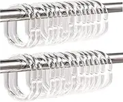 36 PCS Plastic Shower Curtain Rings Hooks, Shower Curtain Hooks Easy Glide Rust Proof Rings Fit Bathroom Window Rod, C-Shaped for Bathroom Shower Rod Clear White