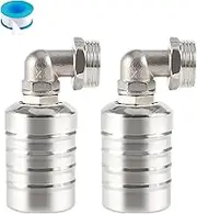 2Pcs 304 Stainless Steel Fully Automatic Water Level Control Float Valve, 1/2" 3/4'' 1'' Auto Shut Off Ball Mini Float Valve, Automatic Level Controller for Tank (1''(Side Water Intake))
