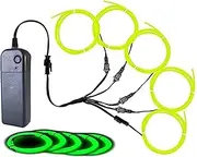 Vicsdep EL Wire Light, 5 in 1 Portable Battery Pack Neon Lights Strip 360° Cuttable Glowing Rope Lights for Parties, Halloween, DIY Decoration(Fluorescent Green)