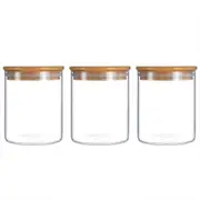 Glass Storage Jar with Bamboo Lid for Airtight Storage, 450ml-3 Pack