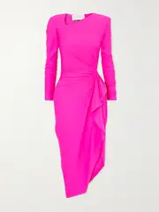 [AZ FACTORY] AZ FACTORY - + Ester Manas Asymmetric Cutout Gathered Stretch-jersey Midi Dress - Pink - FR 44 FR 44 Pink