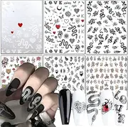 Snake Nail Art Stickers, Holographic 3D Self-Adhesive Decals for Animal Design Manicure Tips, Cartoon Nail Art Decoration for Women Girls DIY Acrylic Nails Supplies