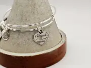 Alex & Ani Celebrate" Blessed Mama " Charm Bangle Bracelet Shiny Silver NWT✨️