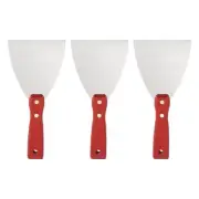 Putty Knife 4" Carbon Steel Scrapers Wooden Handle for Spreading Drywall 3Pcs