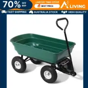 Garden Cart Dump 270kg Hand Trailer Trolley Wagon Wheelbarrow Heavy Duty KG-GN