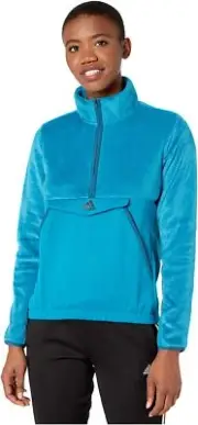 NEW Adidas Faux Fur Half Zip Kangaroo Pocket Fleece Pullover- DX9311 AQUA Blue L