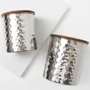 Uncommon James Hammered SILVER Canister Storage Set 2 piece Container Duo