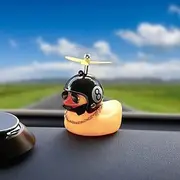 Swinging Duck Car Hanging Ornament Rubber Duck Toy Car Ornament with Propeller Helmet Swing Duck Car Rear View Mirror Pendant Yellow Duck Car Dashboard Decorat