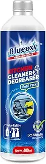 [BLUEOXY] Kitchen Cleaner & Degreaser Refill Pack | Kitchen Grease Remover | Oil Stain Remover | Glass Stove Top Cleaners | Kitchen Surface & Hygiene Cleaner | Ecological Formulation | 400 ML | QTY 1
