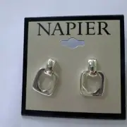 Napier Silver Tone Small 5/8" Door Knocker Earrings NWT NEW