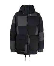 checkerboard-print padded jacket 3 Black